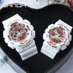 Armbandsur Sanda Men's and Women's Watch Top Brand Par LED Waterproof Sports G Style Quartz Clock Relogio Masculino334V