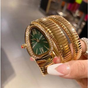 New Lady Armband Watch Gold Snake Wristwatches Top Brand rostfritt stål Band Womens Watches For Ladies Valentine Gift Christmas 315s