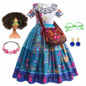 Ocasiões especiais crianças madrigal isabela cosplay traje meninas vestido para carnaval princesa roupas de festa flor babados vestido crianças mirabel vestido x1004