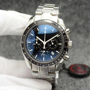 High Grade 44MM Quartz Chronograph Mens Watches Red Hands Stainless Steel Bracelet Fixed Bezel With A Top Ring Showing Tachymeter 260E