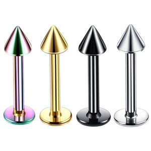 Anelli per naso Borchie 10 pezzi Titanio Spike Labret Stud Naso Labbro Helix Bar Taper Tongue Piercing Trago dell'orecchio Cartilagine Orecchino Gioielli per il corpo Dhvzg