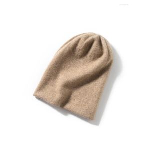 Berety Wysokiej jakości kaszmirowe czapki czapki uniwersyteckie zimowe swobodne dzianiny podwójnie pokrętło Keep Warm / Men Men Fashion Solid Cap Drop Deliv Dhgdd