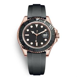 MENS Titta på 40 mm gummiband Rose Gold Automatisk rörelse Mekaniskt rostfritt stål Mänklockor Master Male Wristwatch Yacht Wat2355