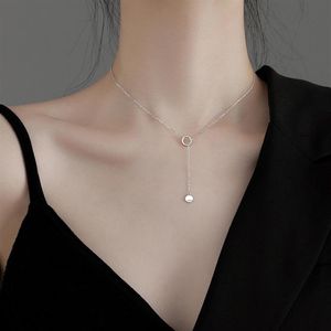 Ожерелья с подвесками в Корейском стиле, стерлинговое серебро S925, модное простое ожерелье с алфавитом, ожерелье на удачу, персонализированные ювелирные изделия, подарок, Women167d