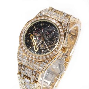 Novo designer de moda relógios mecânicos masculino hip hop lazer esportes cheio de diamantes relógios masculinos2634
