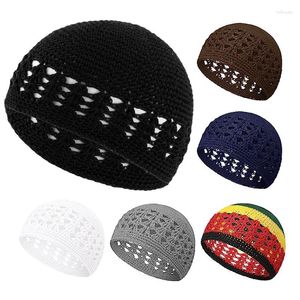 Berets Kufi Hat For Men Cotton Knit Skullies Beanies Skull Cap Women Classic Crochet Handmade Winter Keep Warm Accessories