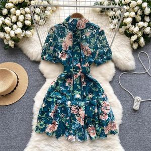 Uma linha pista de verão crochê oco rendas feminino outono fino irregular contraste cor gola manga curta flor embr308p