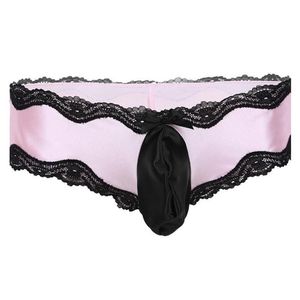 Women's Panties Sissy Lingerie For Men Crossdress Underwear Low-waisted Sexy Gay Bikini Lacework Underpants With Bulge Pouch 268H