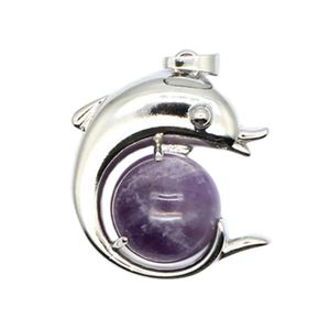 Pendant Necklaces Dolphin Playing Pearl Charm Simple Healing Crystal Gemstone For Making Neckalce Bracelet Jewelry Accessories Drop De Dhbwl