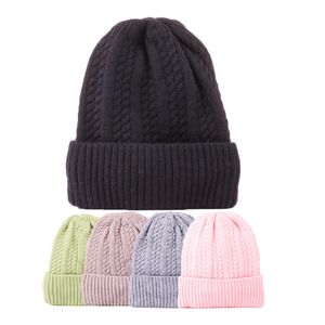 High Quality New Add Lining Knitted Winter Hats For Women Warm Fur Pompom Beanies Cap Twist Design Girls Hats
