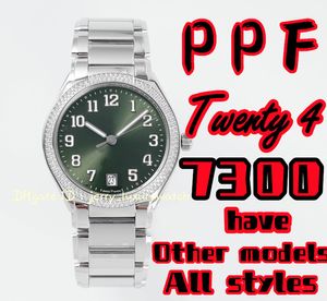 PPF Elegant PP 7300 Twenty~4 Mechanical Luxury Women's Watch 324SC Mechanical movement 36MM curved sapphire crystal surface, 45 hours power reserve green