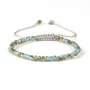 Novo design de moda verão joias cores misturadas 6mm contas de cristal jade macrame pulseiras de trança baratas294p
