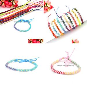 Charm Bracelets 10 Colors Hippy Handmade Friendship Bracelet Love Round String For Women Men5448567 Drop Delivery Jewelry Dhwrx