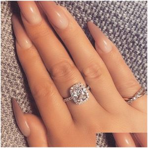 Wedding Rings Choucong Dazzling Promise Ring 925 Sterling Sier Cushion Cut 3Ct Diamond Cz Charm Band For Women Jewelry Drop Delivery Dhu4A