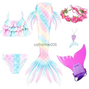 Särskilda tillfällen 2023 Kids Girls Merraid Tail Swimming Cosplay Children Princess Dress Swimsuit Fantasy Beach Bikini kan lägga till Monofin Fin X1004