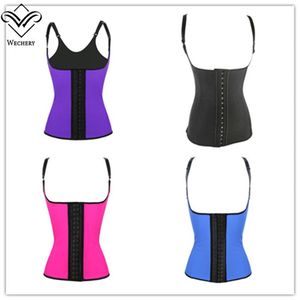 100% látex cintura cincher espartilho com alças ajustáveis preto underbust espartilhos cinto corpo shapewear forte compressão cintura trai246j