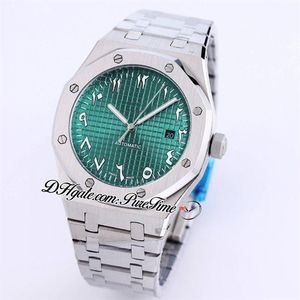 41mm 15400 A21J Automatic Mens Watch Green Texture Dial Silver Arabic Script Markers Middle East Version Stainless Steel Bracelet 315V