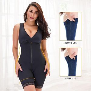 Nya kvinnor rumpa lyftare underkläder full bodysapers baldle clip zip bodysuit väst plus size hög komprimering mage kontroll kropp form259l