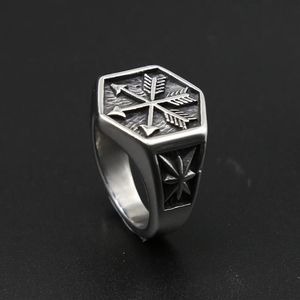 Vintage Viking Arrow Ring Punk 316L Rostfritt stål Compass Men Fashion Hip Hop Hippie Jewelry Drop Store Cluster Rings292q