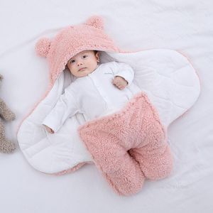 Blankets Cute Born Baby Boys Girls Plush Swaddle Wrap Ultra-Soft Fluffy Fleece Sleeping Bag Cotton Soft Bedding Set