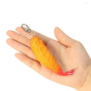 Nyckelringar tempura nyckelring nyckelfob rolig imitation stekt räka prown kock utsökt mat hängande hummer charms prydnad japansk mat