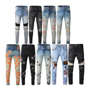 Jeans da uomo causali New Fashion Stilista da uomo Nero Blu Skinny strappato Pantaloni hip-hop slim fit elasticizzati distrutti 28-40 di alta qualità299o