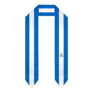 Lenços Graduação Sash Nicarágua Bandeira Cachecol Xaile Roubou Safira Azul com Estrela Stripe Bacharel Vestido Acessório Fita 180 / 14cm