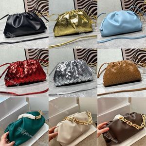 Designer Teen Pouch Soft Leather Bag Woven Famous Ladies Chain Clutch Evening HandBag Women Cloud Bags Luxury Fashion Weave Purse Handbags Black Green o0N0#
