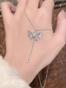 Chains Butterfly Necklace With Pullable Design Women's Tassel Collar Chain Neckchain Light Luxury Fashion Simple