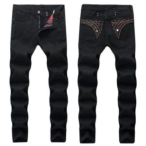 2020 novos homens em linha reta fino ajuste jeans de motociclista com zíper roupas masculinas angustiado buraco streetwear estilo luxo robin jeans263s