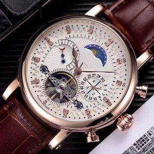 2023 Fashion Swiss Watch Leather Tourbillon Watch Automatic Men Wristwatch Men Mechanical Steel Watches Relogio Maschulino Clock338y