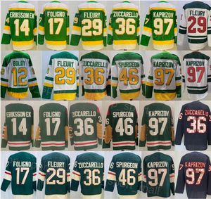 男性のリバースレトロアイスホッケー97 Kirill Kaprizov Jersey 46 Jared Spurgeon 17 Marcus Foligno 29 Marc-Andre Fleury 36 Mats Zuccarello 14 Joel Eriksson Ek 12 Matt Boldy