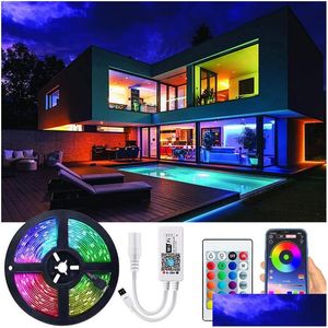 Strisce LED Striscia Luce Rgb Lampada flessibile Luces Nastro a nastro Diodo Dc12V Smd Ir Blutooth Wifi Controller Luci Drop Delivery Illuminazione H Dh9Nj