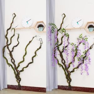 Dekorativa blommor konstgjorda träd grenar vinstockar kvistar falska växtstam liana för körsbärsblomsträd vägg hängande heminredning