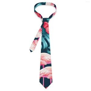 Kowądy Tropical Birds Tie Flamingo i Flower Business Neck elegancki dla męskiego niestandardowego krawę