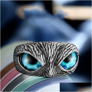 Band ringer Evil Blue Eye Turkish Owl Magic Ring Emo Pride Matchande Punk Accessories Women Man Couples Gifts Självförsvar Drop Delivery Dh68J