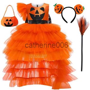 Speciella tillfällen halloween cosplay tutu kostymer för barn barn tecknad spöke kläder pumpa klänningar set för flickor häxa fancy party kostym x1004