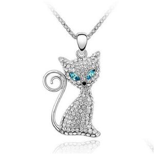 Pendant Necklaces Wholesale Austrian Crystal Cat Necklace Cute Jewelry Made With Elements For Women Holiday Gifts 1-286 Drop Delivery Dhbcb