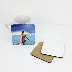 Sublimation Square Cup Mat 10*10*0.4cm Blank Cork Wood Heat Insulation Coaster MDF Material Household Supply Party Favor