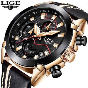 2018 Nuovo Lige Design Orologi di marca di moda Uomo in pelle Sport Data Cronografo Orologio al quarzo Regali maschili Orologio Relogio Masculino Y19245t