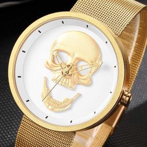 Armbanduhren Uhr Männliche Paar Schädel Uhren Männer Frauen Damen Gold Punk Skeleton Quarz Cool Man Handgelenk Weibliche Relogio Masculino318N