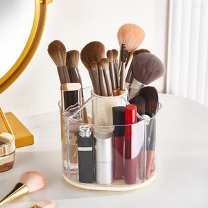 Storage Boxes Stylish Practical Brush Holder 360 Rotating Makeup Box Organizer For Home Bedroom Desk Transparent