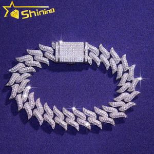 Iced Out 18 mm Thorn Cuban Link Armband Halskette S925 Moissanit Diamant Herren Gliederkette