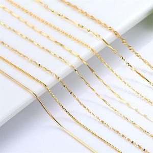 Genuíno 14k ouro cor colar para mulheres onda de água corrente cobra osso estrelado cruz 18 polegadas pingente jóias finas chains196p