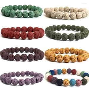 Filo naturale misto colore 5A braccialetto di pietra vulcanica perline di roccia coppia elastica accessori di abbigliamento 6/8 / mm selezionabile