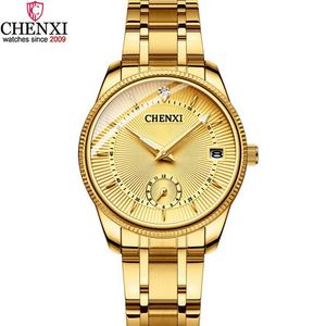 Chenxi luxo dourado senhora relógio topo marca minimalismo calendário à prova dwaterproof água quartzo relógio feminino vestido de negócios relógio 069ipg 210263d