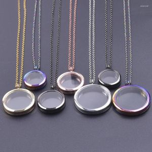 Pendant Necklaces 1Pc 25-40mm Alloy Round Living Picture Floating Locket Plain Glass Memory Medaillon Women Collares Jewelry