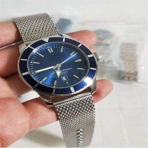 Limitierte EditionBreilt Auto Wrist Aeromarine-Uhr 46 mm blaues Zifferblatt Keramiklünette Edelstahlband Hochwertige Herrenuhren235T