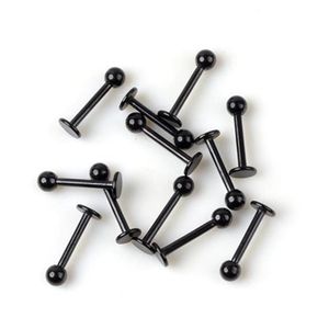 Labret Gioielli per piercing al labbro Trendy Anello per labbra 16G Nero Acciaio inossidabile Ball Stud Chin Piercing Bar Gioielli per il corpo Consegna di goccia Dhv8I