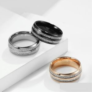 Ringe 6/8 mm Wolframcarbid-Ring für Männer Frauen Band eingelegte Seide poliert glänzend Comfort Fit Paar Drop Lieferung Schmuck Dhwxv